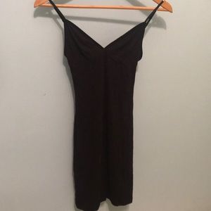 Slinky spaghetti strap black dress